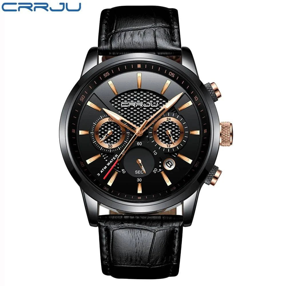 CRRJU New Fashion Sport Quartz Watches Men Luxury Business Leather Watch Waterproof Wristwatches Male Clock Relogio Masculino - Property & Safety Tradings