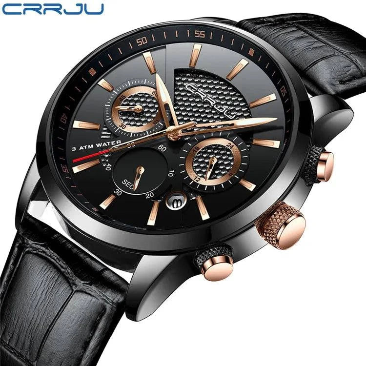 CRRJU New Fashion Sport Quartz Watches Men Luxury Business Leather Watch Waterproof Wristwatches Male Clock Relogio Masculino - Property & Safety Tradings