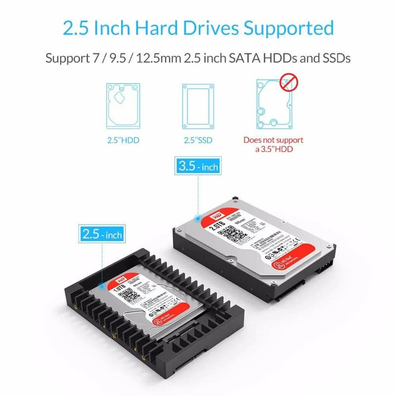 ORICO 2.5 SATA mSATA NGFF to 3.5 Hard Drive Caddy Standard 2.5 to 3.5 Inch Hard Drive Caddy SATA 3.0 Fast Transfer Speed-Black - PST PS Tradings