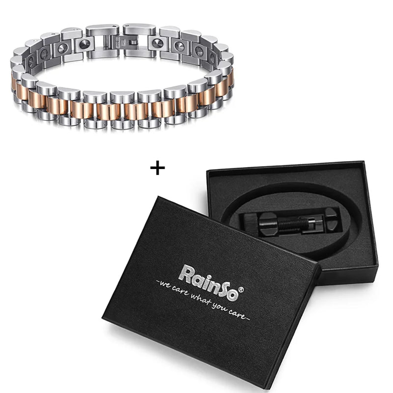 RainSo 99.999% Reinem Germanium Armband für Frauen Korea Beliebte Edelstahl Gesundheit Magnetische Germanium Energie Paar Schmuck