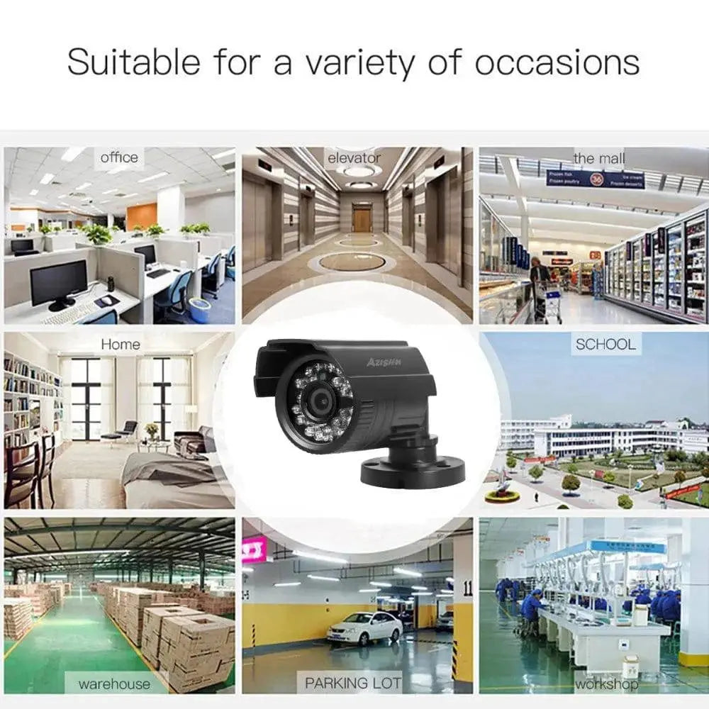 AZISHN CCTV Camera 800TVL/1000TVL  IR Cut Filter 24 Hour Day/Night Vision Video Outdoor Waterproof IR Bullet Surveillance Camera - Property & Safety Tradings