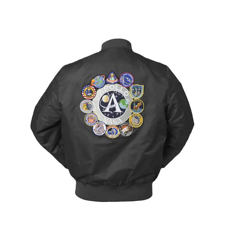 2023 New Autumn Apollo Thin 100th SPACE SHUTTLE MISSION Thin MA1 Bomber Hiphop US Air Force Pilot Flight College Jacket For Men