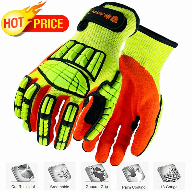 Cut Resistant Safety Work Glove Anti Vibration Anti Impact Oil-proof Protective With Nitrile Dipped Palm Glove for Working - PST PS Tradings