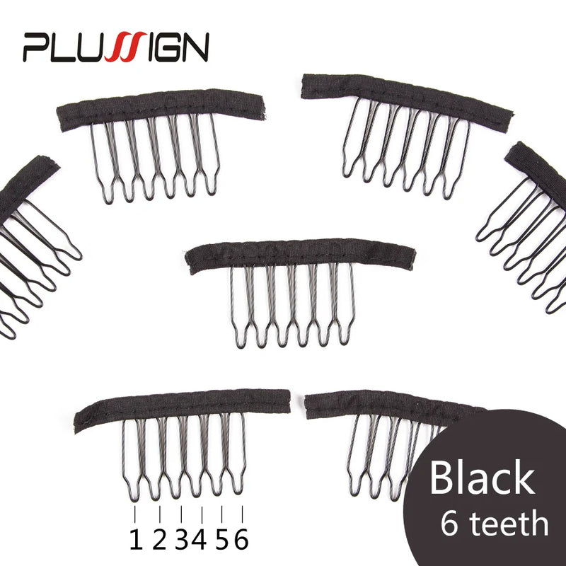 Stainless Steel Wig Combs For Wig Caps 12Pcs/Lot Factory Supply Wig Clips For Hair Extensions Best Clips For Wigs Big 8 Theeth - PST PS Tradings