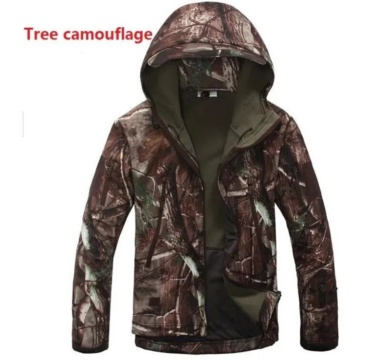 TAD Gear Tactical Softshell Camouflage Jacket Set Men Camping Windbreaker Waterproof Hiking Clothes Set Fleece Outdoors Jacket