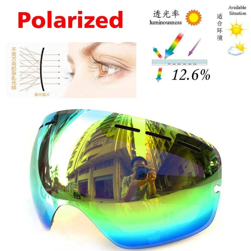 COPOZZ 201 Lens Ski Goggles Lens For Anti-fog UV400 Big Spherical Ski Glasses Snow Goggles Eyewear Lenses Replacement(Lens Only) - PST PS Tradings