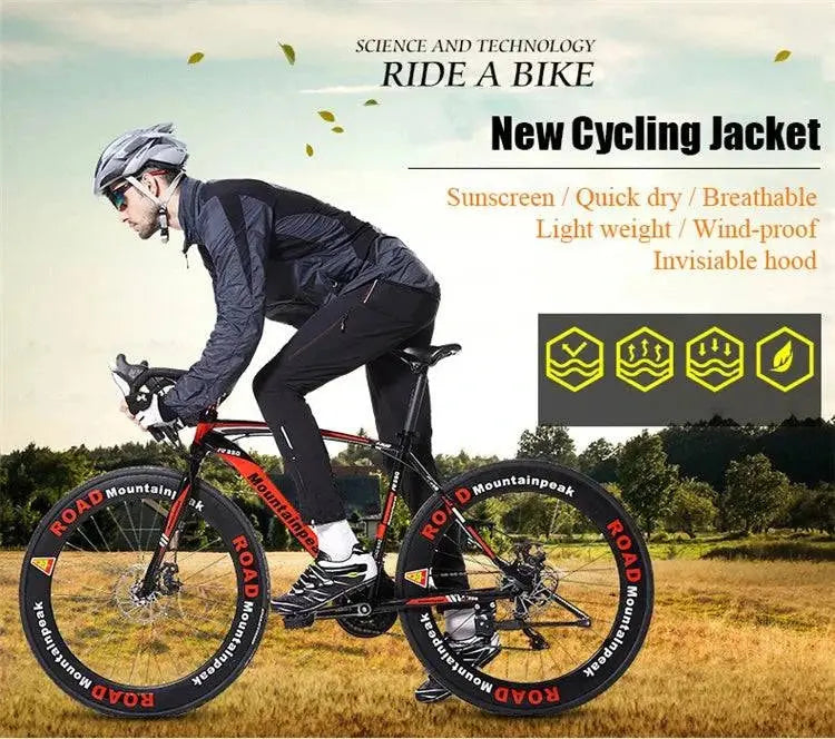 Ultra-light Hooded Bicycle Jacket Bike Windproof Coat Road MTB Cycling Wind Coat Long Sleeve Clothing Quick Dry Thin Jackets - Property & Safety Tradings