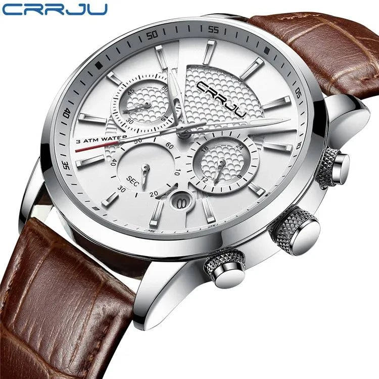 CRRJU New Fashion Sport Quartz Watches Men Luxury Business Leather Watch Waterproof Wristwatches Male Clock Relogio Masculino - Property & Safety Tradings