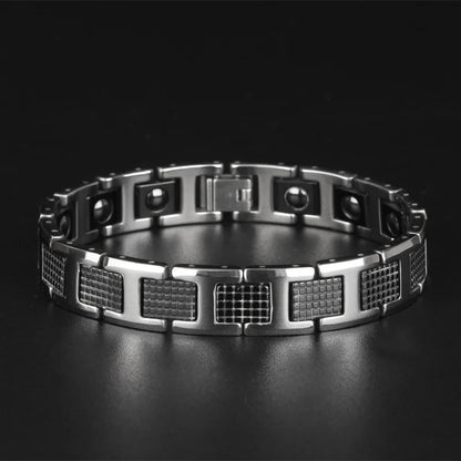 hochglanz polierte Wolfram Stahl Mann Armband Geschenke  Männer Armbänder mit gesunden schwarzen Germanium Magnets tein