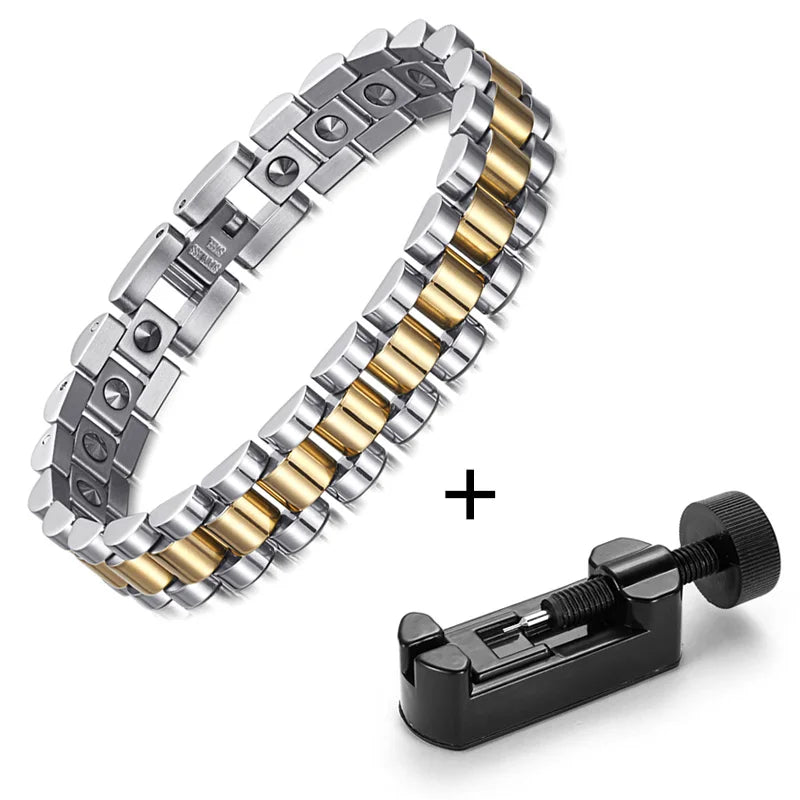 RainSo 99.999% Reinem Germanium Armband für Frauen Korea Beliebte Edelstahl Gesundheit Magnetische Germanium Energie Paar Schmuck