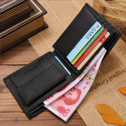 JINBAOLAI Genuine Leather Men Wallets Short Design ID Card Holder Waterproof Black Male Wallet Casual Top Quality Men Purse - PST PS Tradings