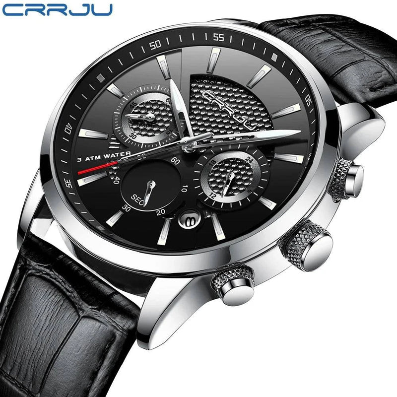 CRRJU New Fashion Sport Quartz Watches Men Luxury Business Leather Watch Waterproof Wristwatches Male Clock Relogio Masculino - Property & Safety Tradings