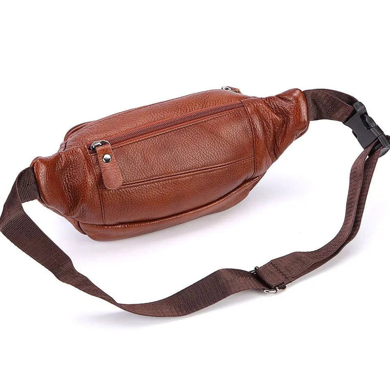 Fashion Men Genuine Leather Fanny Bag for Phone Pouch Male Leather Messenger Bags Brand Fanny Pack Male Travel Waist Bag Men - Property & Safety Tradings