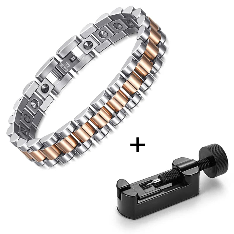 RainSo 99.999% Reinem Germanium Armband für Frauen Korea Beliebte Edelstahl Gesundheit Magnetische Germanium Energie Paar Schmuck