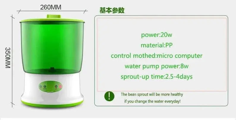 Intelligent Bean Sprouts Maker Thermostat Green Vegetable Seeds Growth Bucket Automatic Electric Sprout Buds Germinator Machine - Property & Safety Tradings