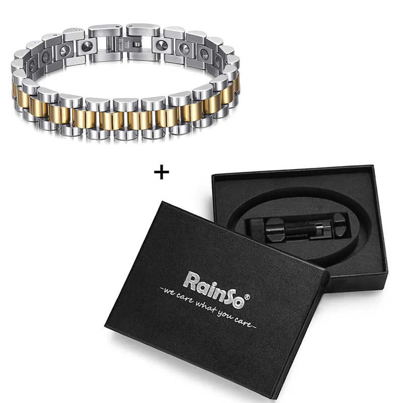 RainSo 99.999% Reinem Germanium Armband für Frauen Korea Beliebte Edelstahl Gesundheit Magnetische Germanium Energie Paar Schmuck