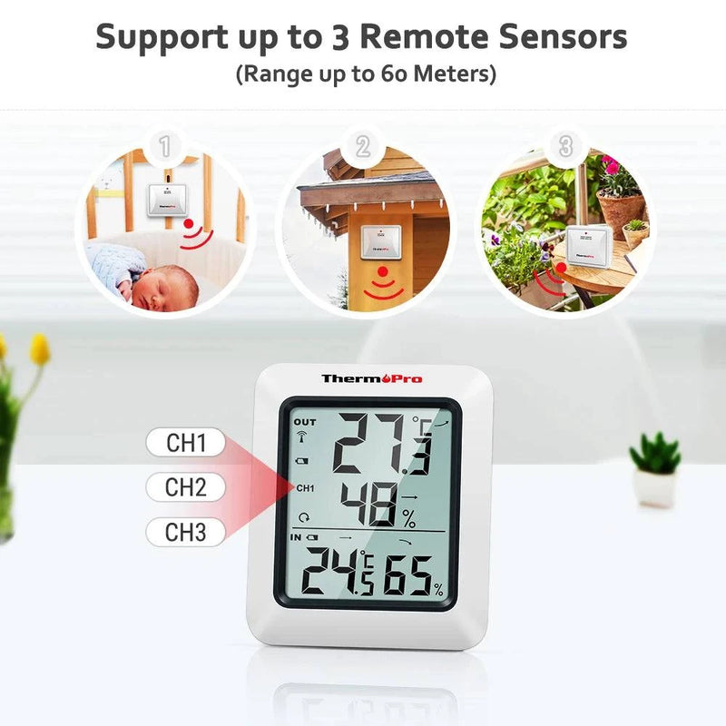 ThermoPro TP60C 60M Wireless Digital Indoor Outdoor Thermometer Hygrometer Weather Station For Home - Property & Safety Tradings