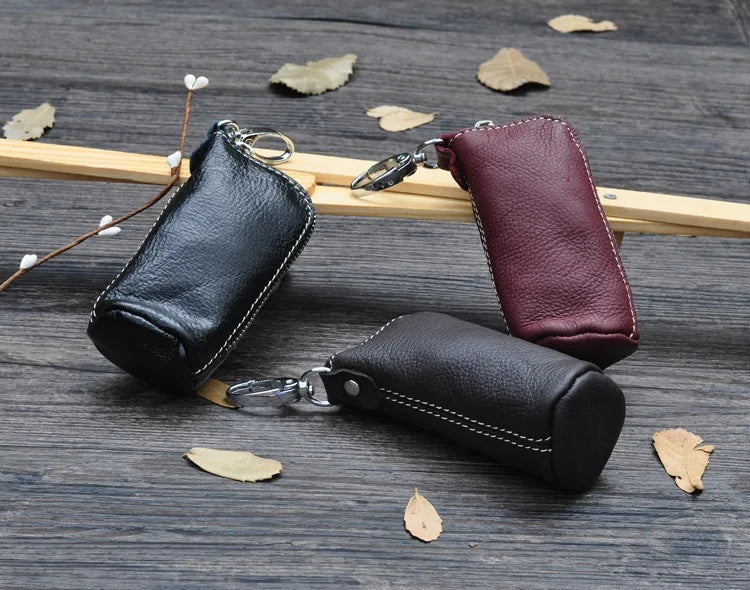 CICICUFF Men Key Bag Genuine Cow Leather Buckets Key Cases Pouch Zipper Keychain Auto Car Key Case Bag Women Home Key Holder - PST PS Tradings