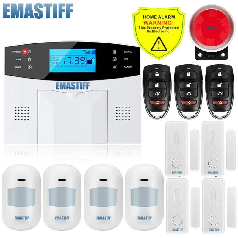 NEW Built-in antenna Door Gap Sensor PIR Motion Detector Wireless LCD GSM SIM card House security Alarm system Smoke Flash Siren - Property & Safety Tradings