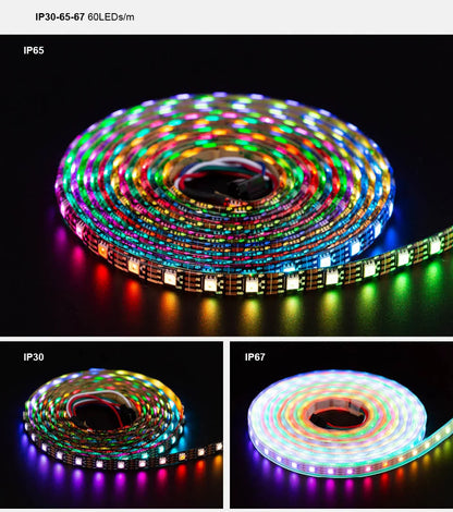 WS2813 Led Strip Light Dual Signal Individually Addressable 1m 4m 5m 30 60 100 144 LEDs WS2812B Updated Black White PCB DC5V