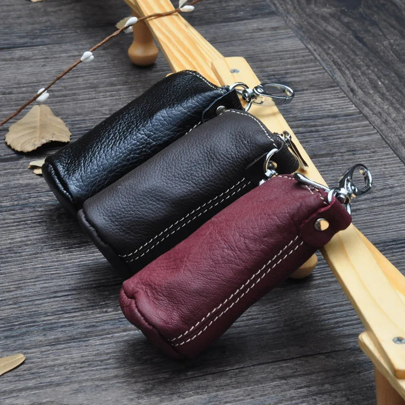 CICICUFF Men Key Bag Genuine Cow Leather Buckets Key Cases Pouch Zipper Keychain Auto Car Key Case Bag Women Home Key Holder - PST PS Tradings