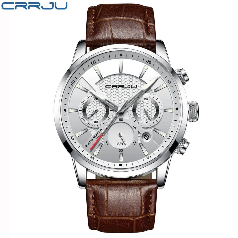 CRRJU New Fashion Sport Quartz Watches Men Luxury Business Leather Watch Waterproof Wristwatches Male Clock Relogio Masculino - Property & Safety Tradings