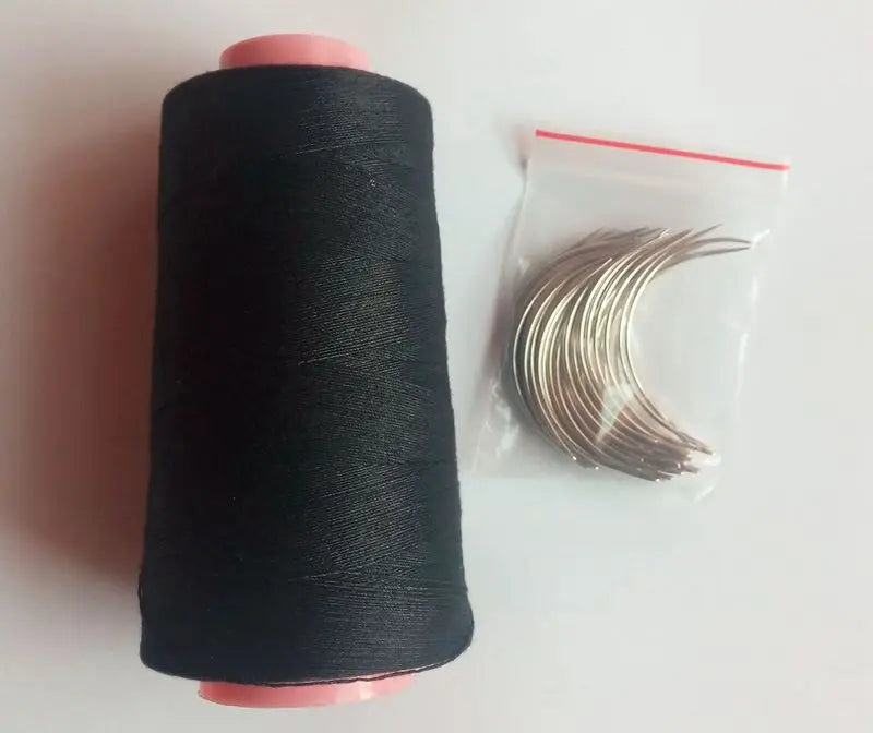 25 pcs C needle with gift 1 roll Black cotton thread weave thread hair weaving thread - PST PS Tradings