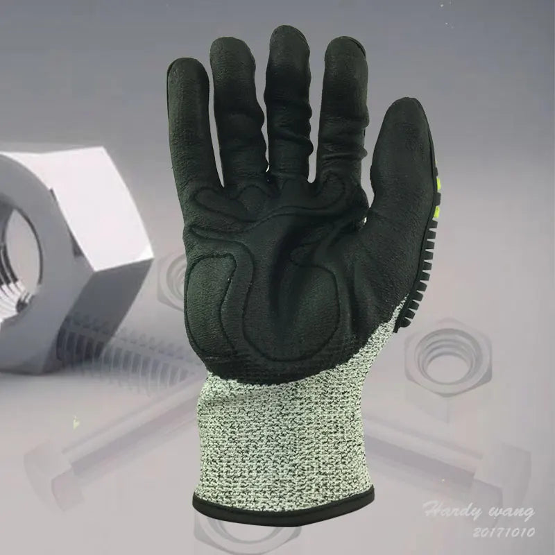 Cut Resistant Safety Work Glove Anti Vibration Anti Impact Oil-proof Protective With Nitrile Dipped Palm Glove for Working - PST PS Tradings