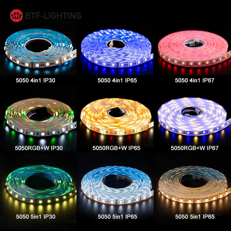 5m 5050 RGBW Led Lights 4pin RGB Led Strip 5pin 4in1 RGBWW RGBCW Led Strip Light 6pin 5in1 RGBCCT Light Strip 12V 24V Waterproof