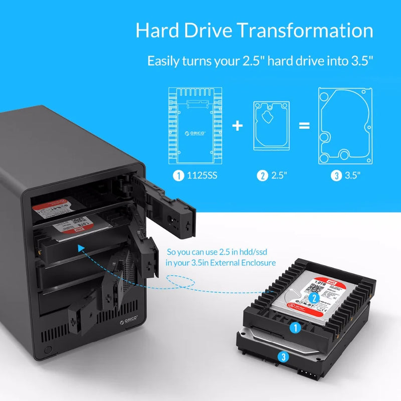 ORICO 2.5 SATA mSATA NGFF to 3.5 Hard Drive Caddy Standard 2.5 to 3.5 Inch Hard Drive Caddy SATA 3.0 Fast Transfer Speed-Black - PST PS Tradings