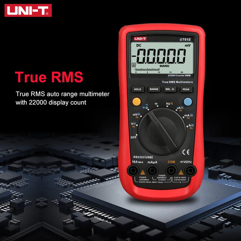 UNI-T UT61E Digital Multimeter Meter True RMS 1000V AC DC Multimeter Voltage Tester Relative Mode 22000 Counts High Reliability