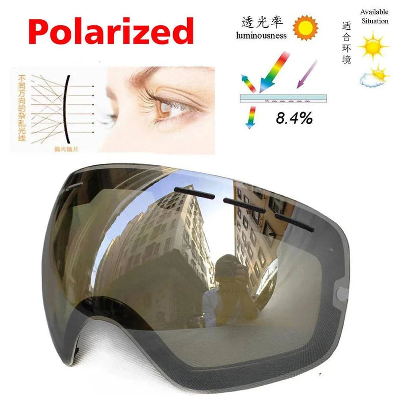 COPOZZ 201 Lens Ski Goggles Lens For Anti-fog UV400 Big Spherical Ski Glasses Snow Goggles Eyewear Lenses Replacement(Lens Only) - PST PS Tradings