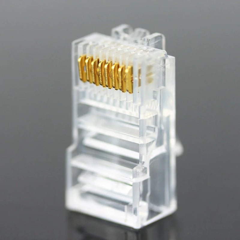 OULLX 20/50/100PCS RJ45 Ethernet Cables Module Plug Network Connector RJ-45 Crystal Heads Cat5 Cat5e Gold Plated Network Cable - PST PS Tradings