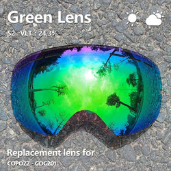 COPOZZ 201 Lens Ski Goggles Lens For Anti-fog UV400 Big Spherical Ski Glasses Snow Goggles Eyewear Lenses Replacement(Lens Only) - PST PS Tradings