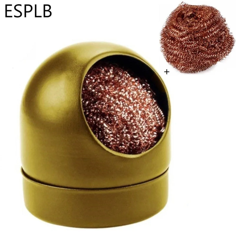 ESPLB Black/Gold Welding Soldering Solder Iron Clip Cleaner Cleaning Steel with Sponge and Holder