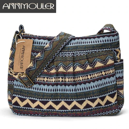 Annmouler Brand Women Crossbody Bag Vintage Large Capacity Shoulder Bag Multi-pocket Cotton Messenger Bag Hobo for Ladies - PST PS Tradings