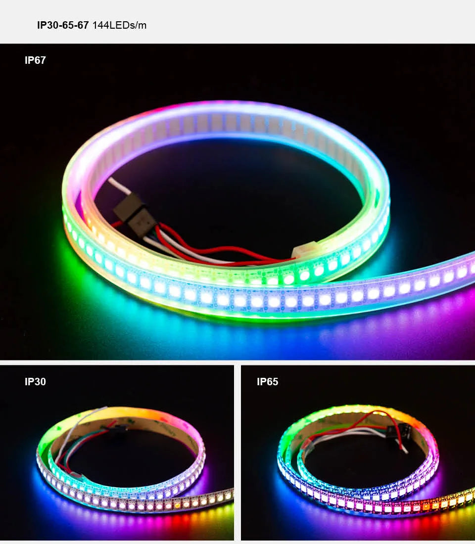 WS2813 Led Strip Light Dual Signal Individually Addressable 1m 4m 5m 30 60 100 144 LEDs WS2812B Updated Black White PCB DC5V