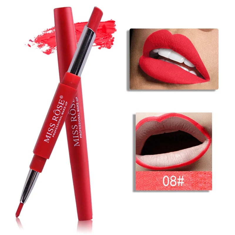 8 farbe Doppel-ende Lip Make-Up Lippenstift Bleistift Wasserdichte Langlebige Farbton Sexy Red Lip Stick Schönheit Matte Liner stift Lippenstift