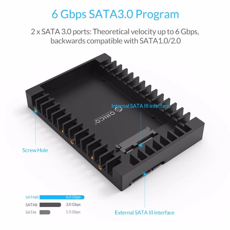 ORICO 2.5 SATA mSATA NGFF to 3.5 Hard Drive Caddy Standard 2.5 to 3.5 Inch Hard Drive Caddy SATA 3.0 Fast Transfer Speed-Black - PST PS Tradings