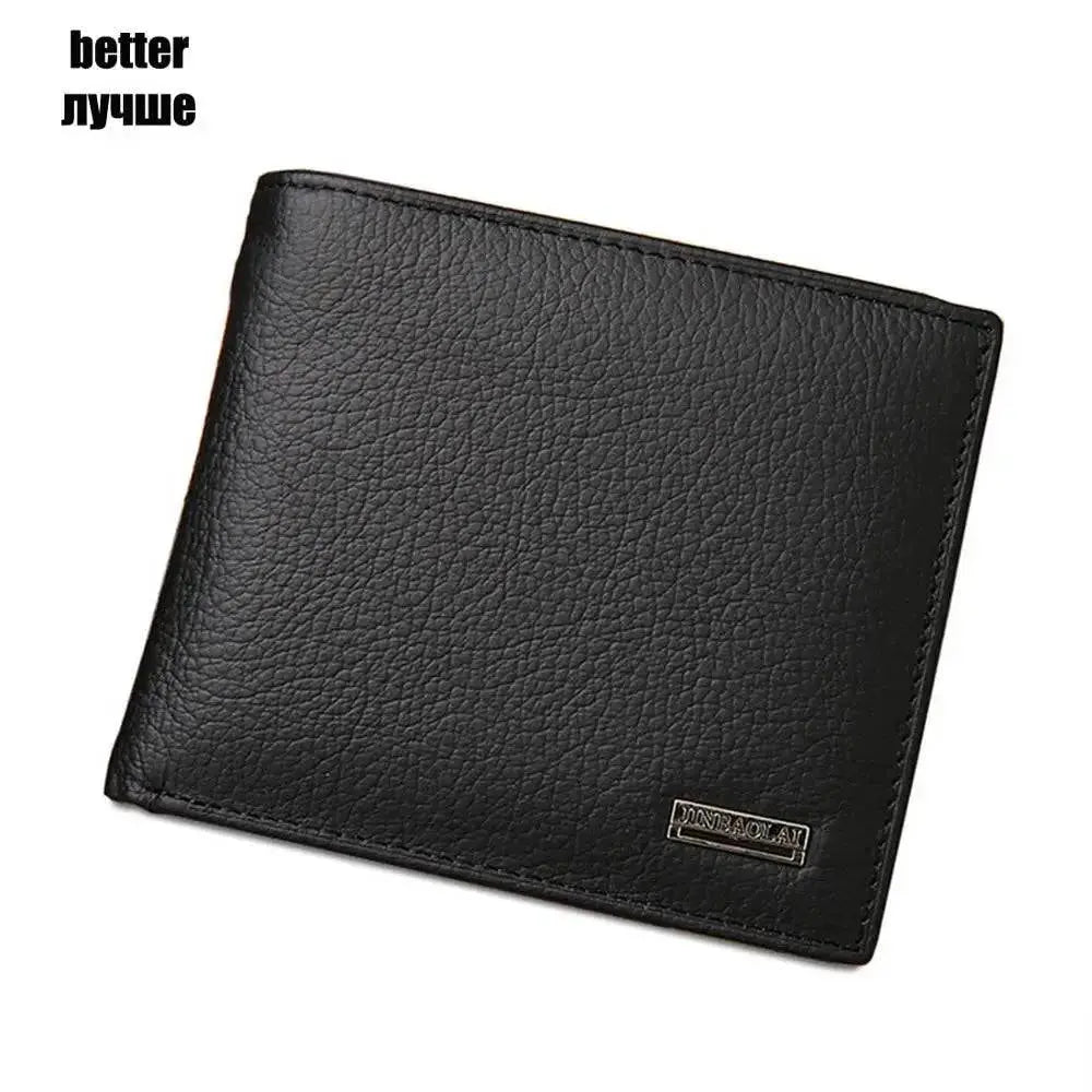 JINBAOLAI Genuine Leather Men Wallets Short Design ID Card Holder Waterproof Black Male Wallet Casual Top Quality Men Purse - PST PS Tradings