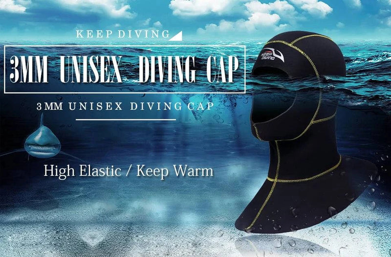 KEEP DIVING 3mm Neoprene Scuba Diving Hood With Shoulder Snorkeling Equipment Hat Cap Winter Swim Warm Wetsuit Spearfishing - PST PS Tradings