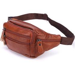 Fashion Men Genuine Leather Fanny Bag for Phone Pouch Male Leather Messenger Bags Brand Fanny Pack Male Travel Waist Bag Men - Property & Safety Tradings