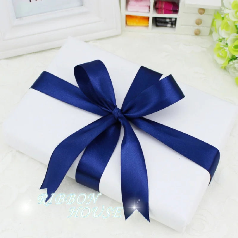 Deep Blue Satin Ribbon Wholesale Gift Wrapping Christmas ribbons - PST PS Tradings