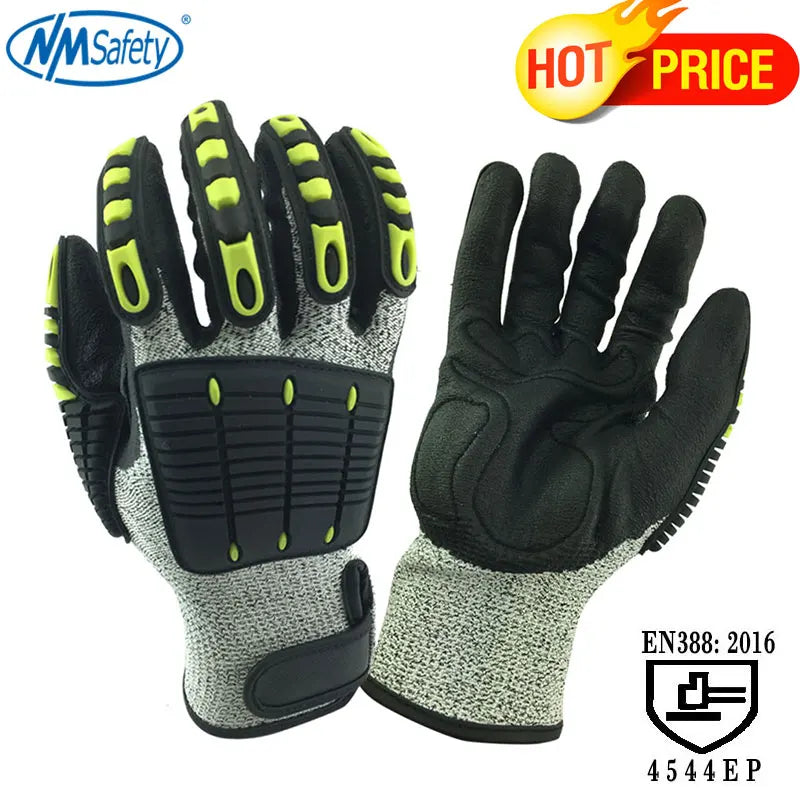 Cut Resistant Safety Work Glove Anti Vibration Anti Impact Oil-proof Protective With Nitrile Dipped Palm Glove for Working - PST PS Tradings