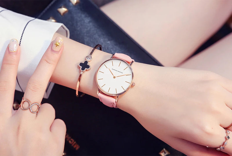 Classic Rose Red Dark Blue Nylon Strap Japan Quartz Movement Fashion Casual Wrist Watch Fabric thin Canvas Wristwatch For Women - PST PS Tradings