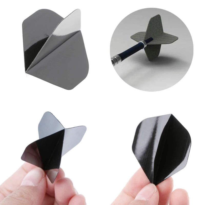 30 Pcs PET Dart Flights High Quality Simple Pure Black Darts Accessories Replaceable Dart Wing - PST PS Tradings