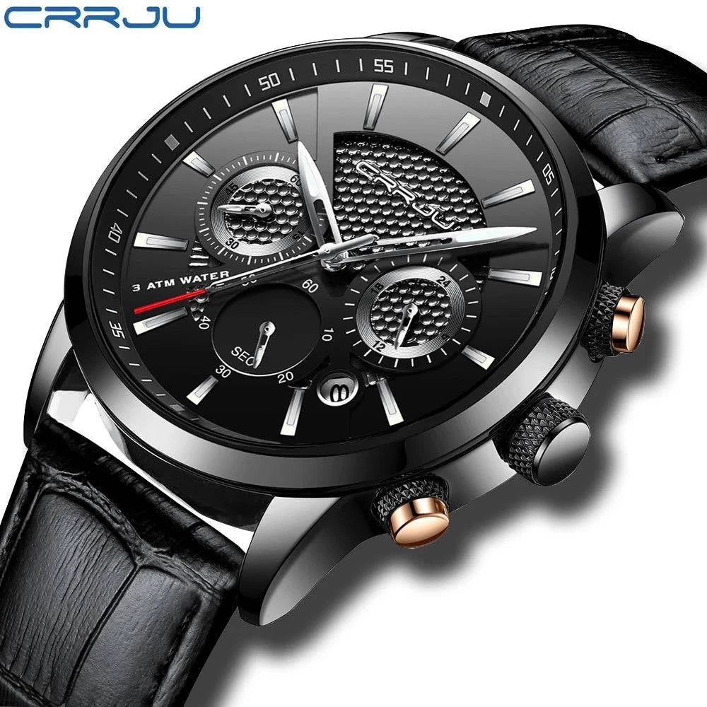 CRRJU New Fashion Sport Quartz Watches Men Luxury Business Leather Watch Waterproof Wristwatches Male Clock Relogio Masculino - Property & Safety Tradings