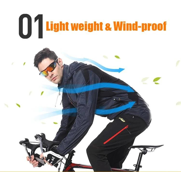 Ultra-light Hooded Bicycle Jacket Bike Windproof Coat Road MTB Cycling Wind Coat Long Sleeve Clothing Quick Dry Thin Jackets - Property & Safety Tradings