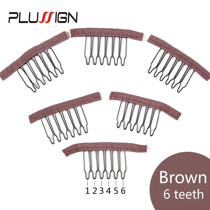 Stainless Steel Wig Combs For Wig Caps 12Pcs/Lot Factory Supply Wig Clips For Hair Extensions Best Clips For Wigs Big 8 Theeth - PST PS Tradings