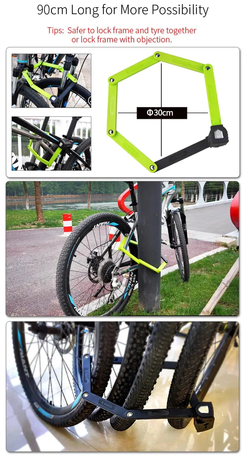 Etook Bike Lock Heavy Duty Anti Theft Folding Lock Lock for E Bike Scooter Motorcycle Professional Strong Lock Bike Accessories - Property & Safety Tradings